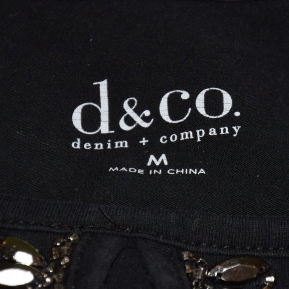 Denim&Co Black Long Sleeve Top with Silver Embellishment - Picture 5 of 9